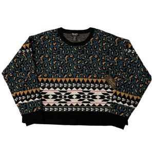 Nwt WRANGLER RETRO Womens M Western Animal Crewneck Sweater